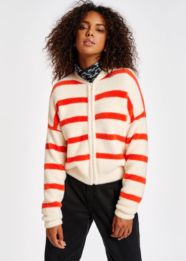 off white bomber jacket red