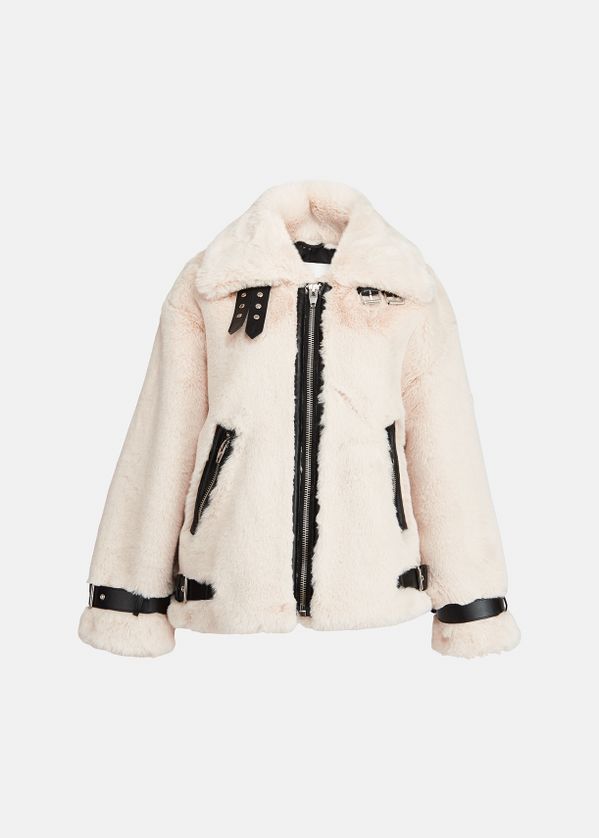 white fur biker jacket