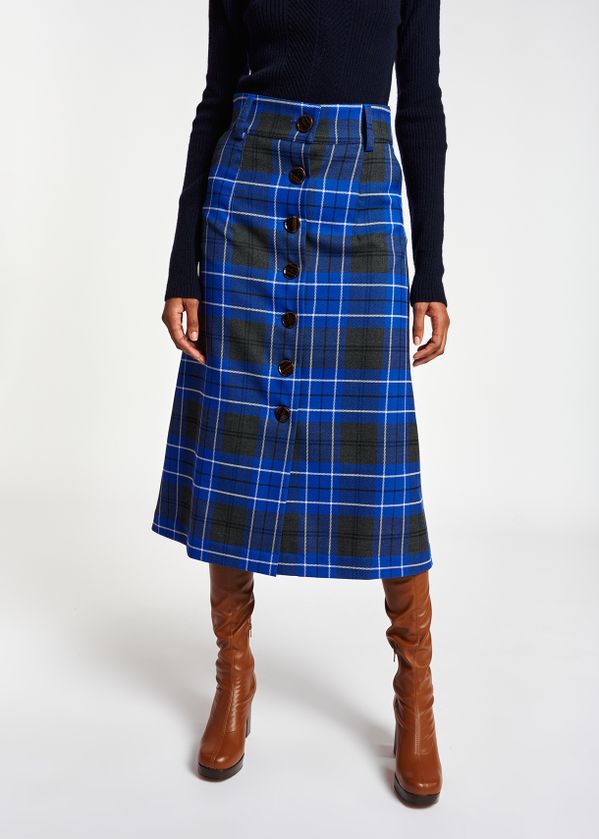 blue check skirt