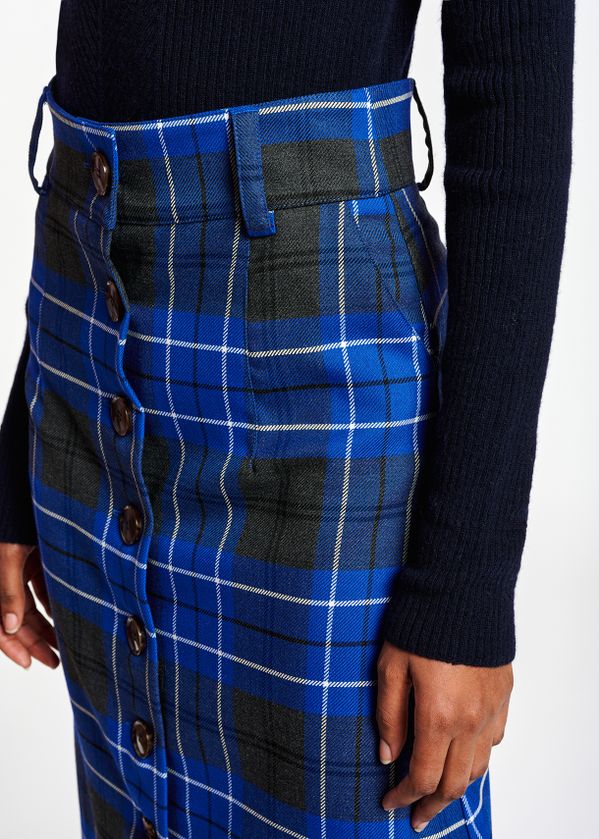 light blue check skirt