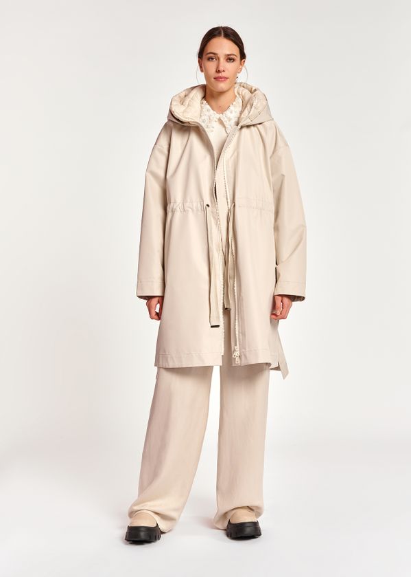 cream raincoat