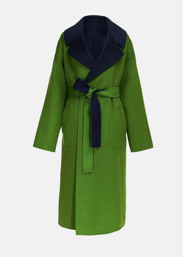 green wool blend coat