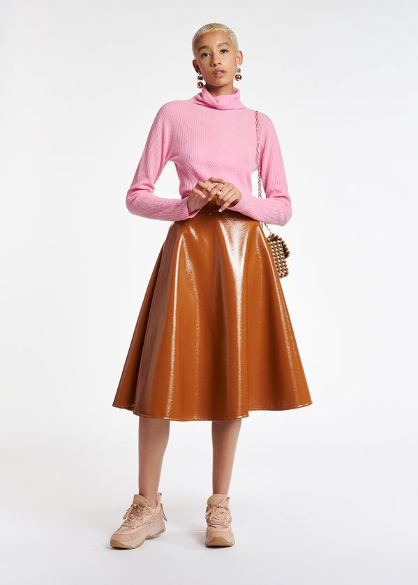 mariska faux leather midi skirt