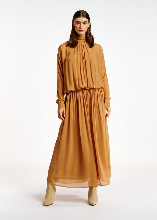 tan maxi dress