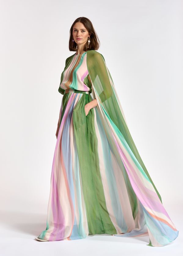 Multicolor Maxi Dress with sleeves