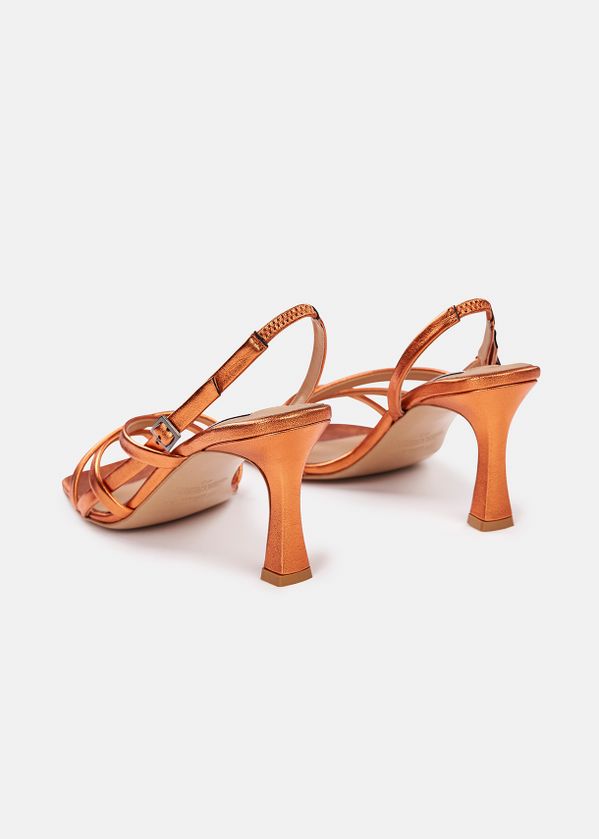 orange strappy shoes