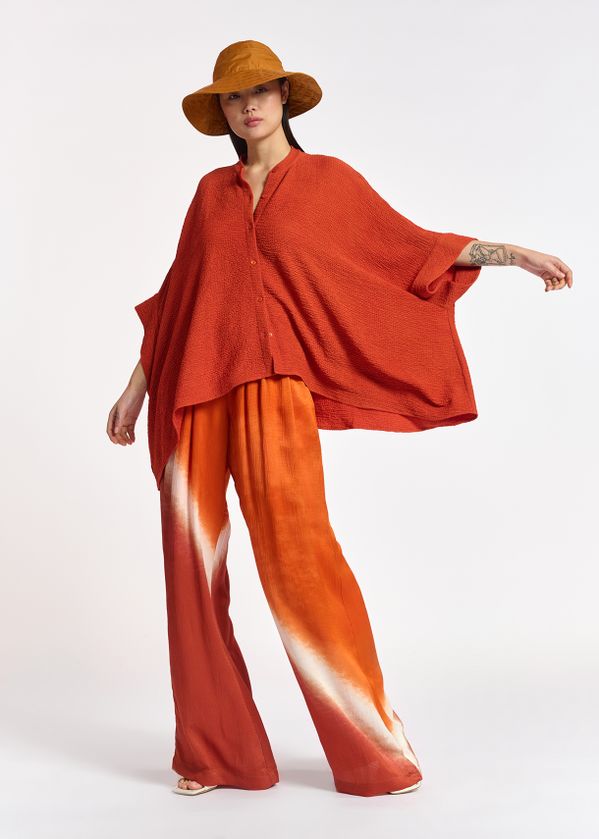 Orange wide-leg tie-dye pants 