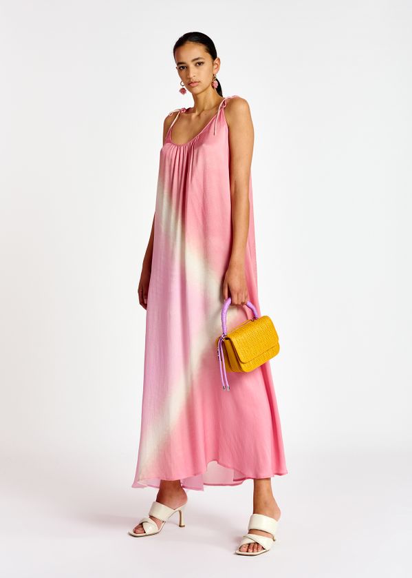 Light pink strappy tie-dye maxi dress ...