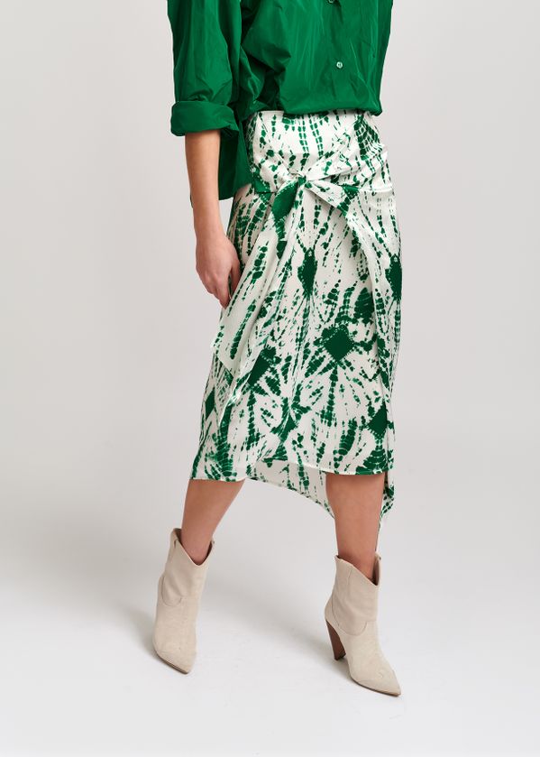 off white silk midi skirt