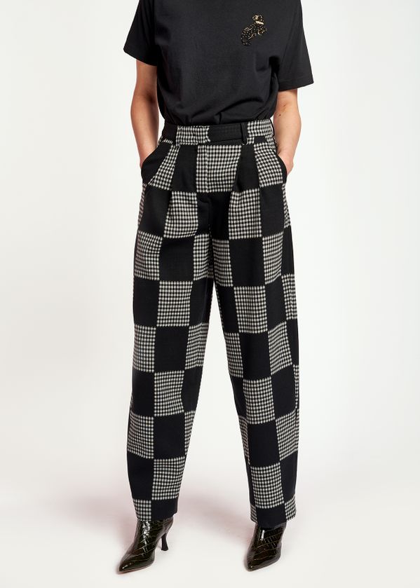 off white check pants