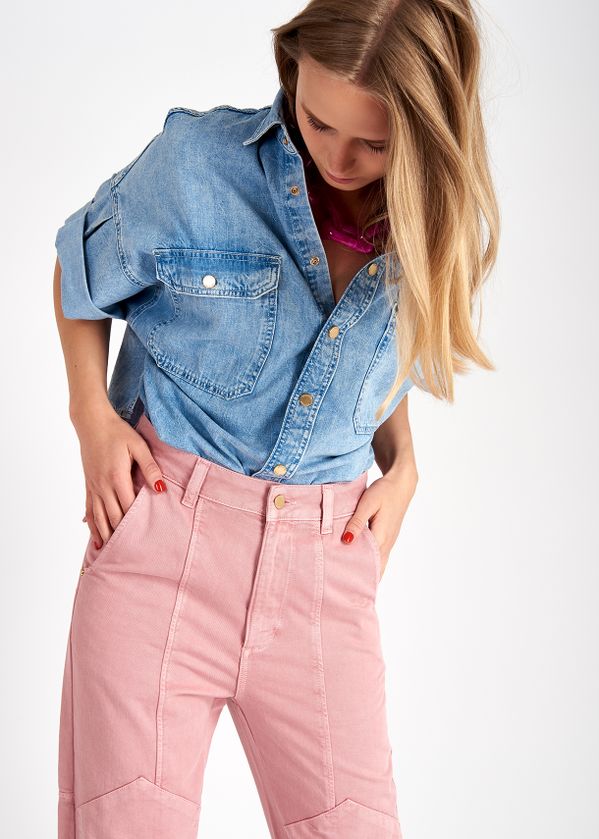 light pink denim shirt