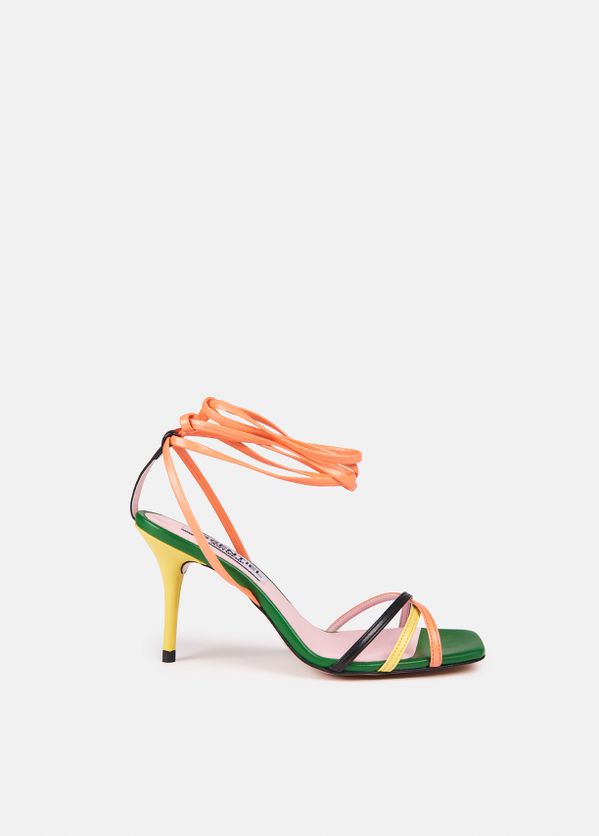 orange strappy shoes