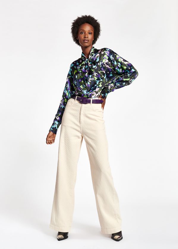 white corduroy wide leg pants