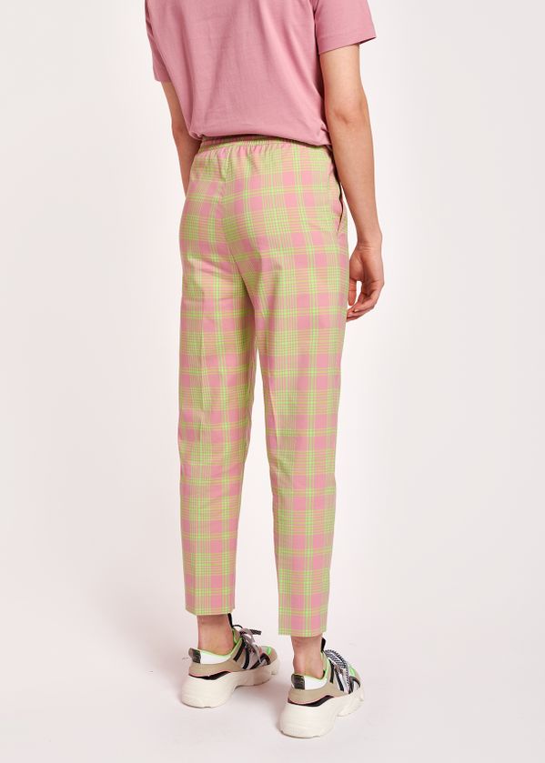 pink and green plaid pants