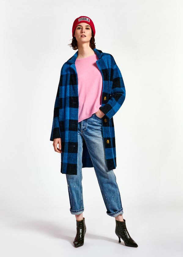 black and blue cardigan
