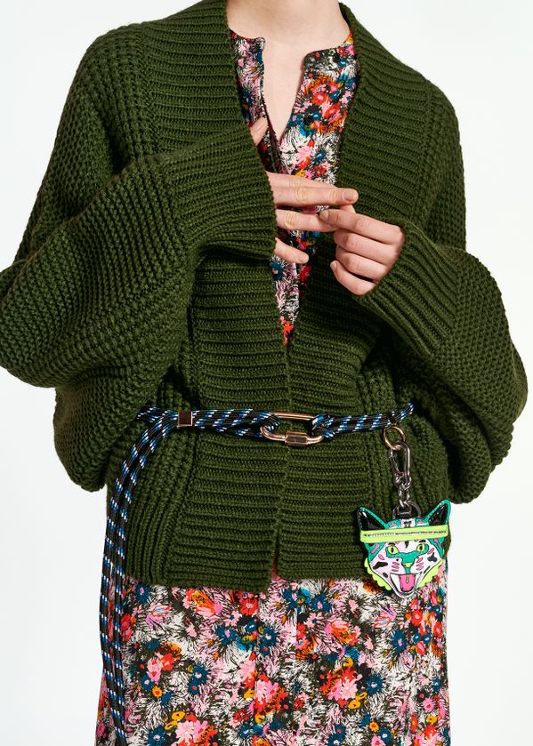 dark green knit cardigan