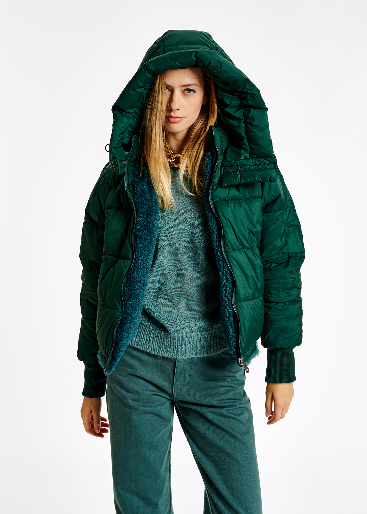 emerald green padded jacket