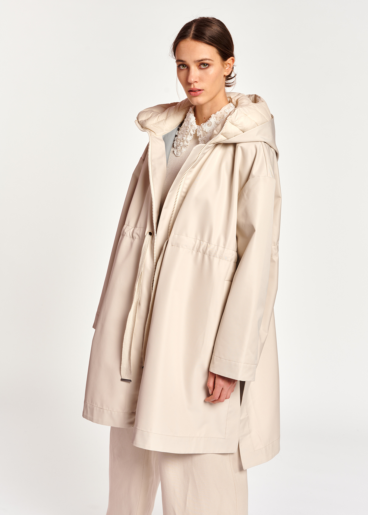 cream cape coat