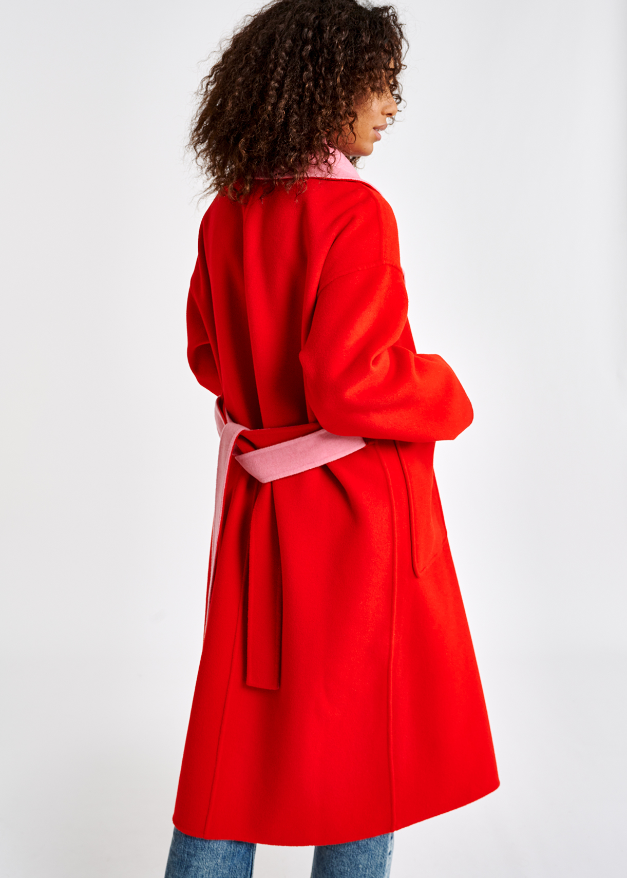 red wool wrap coat
