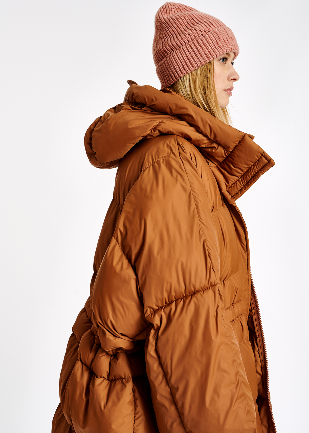 poncho puffer coat