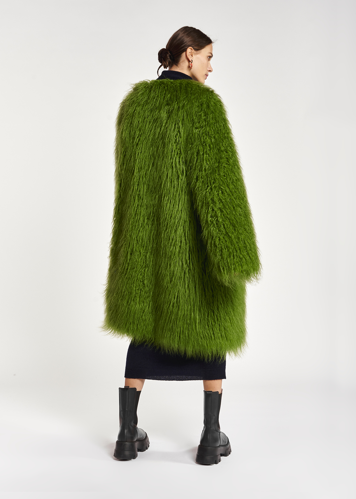 green fluffy coat