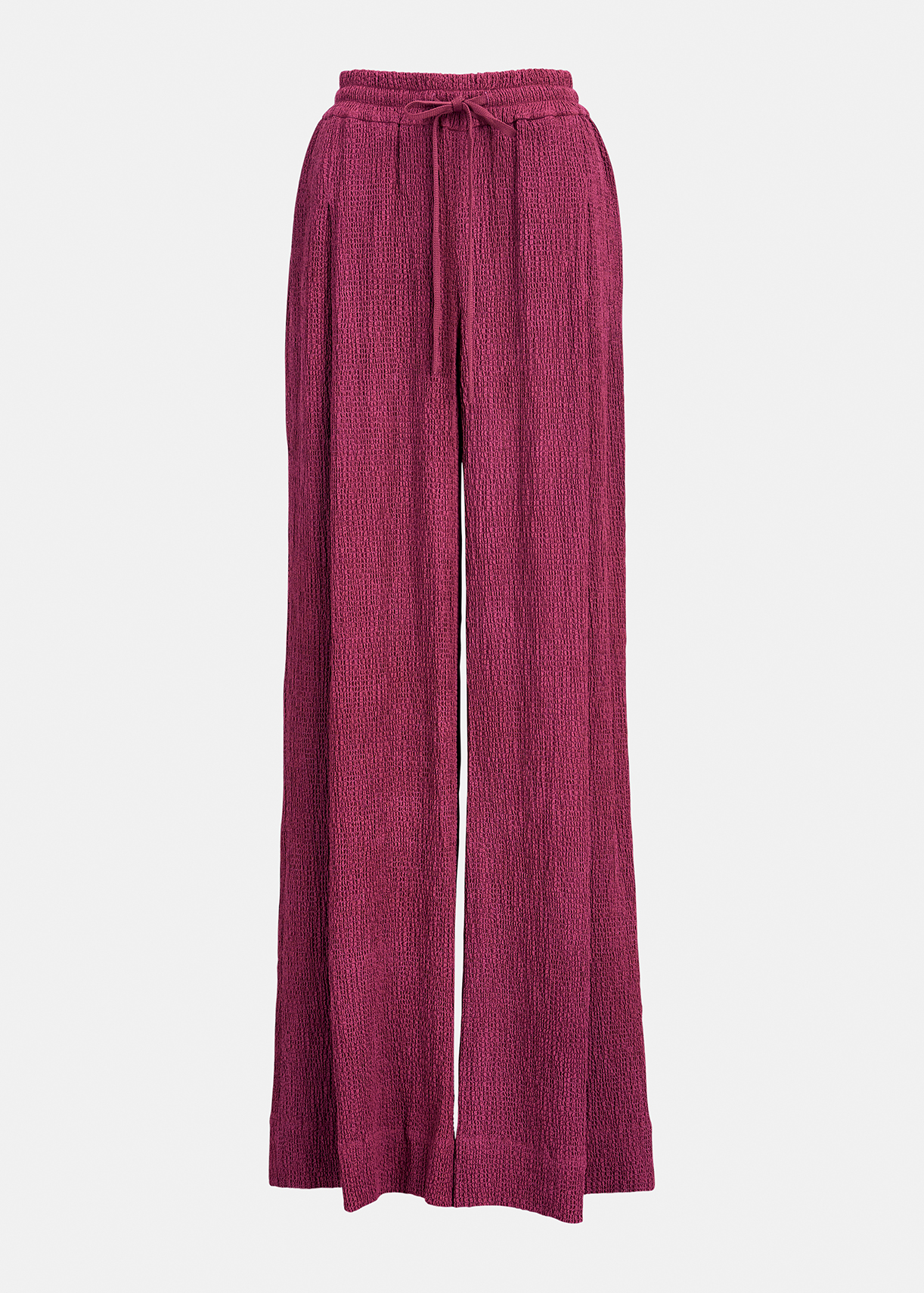Purple wide-leg seersucker pants 
