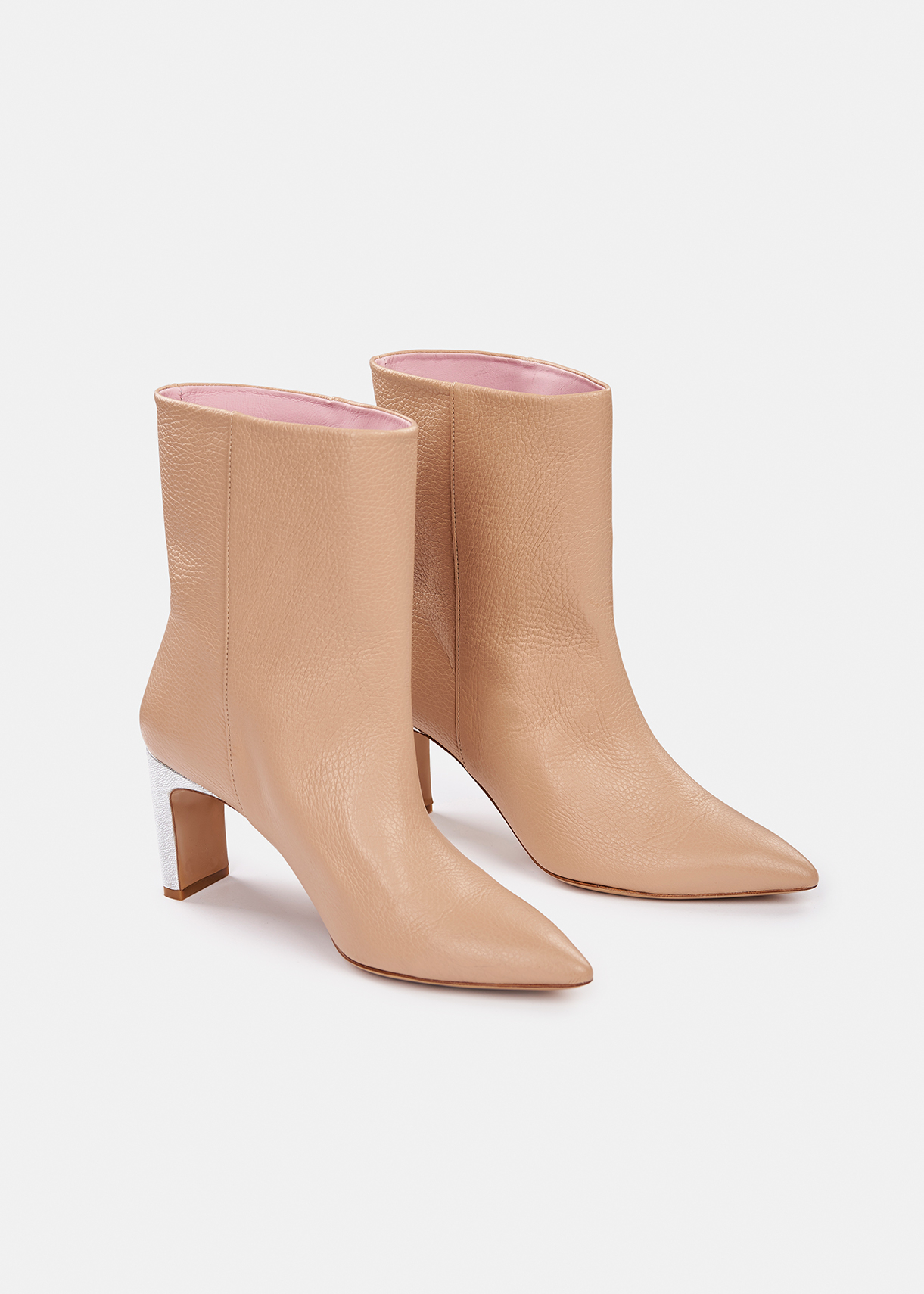 nude leather ankle boots