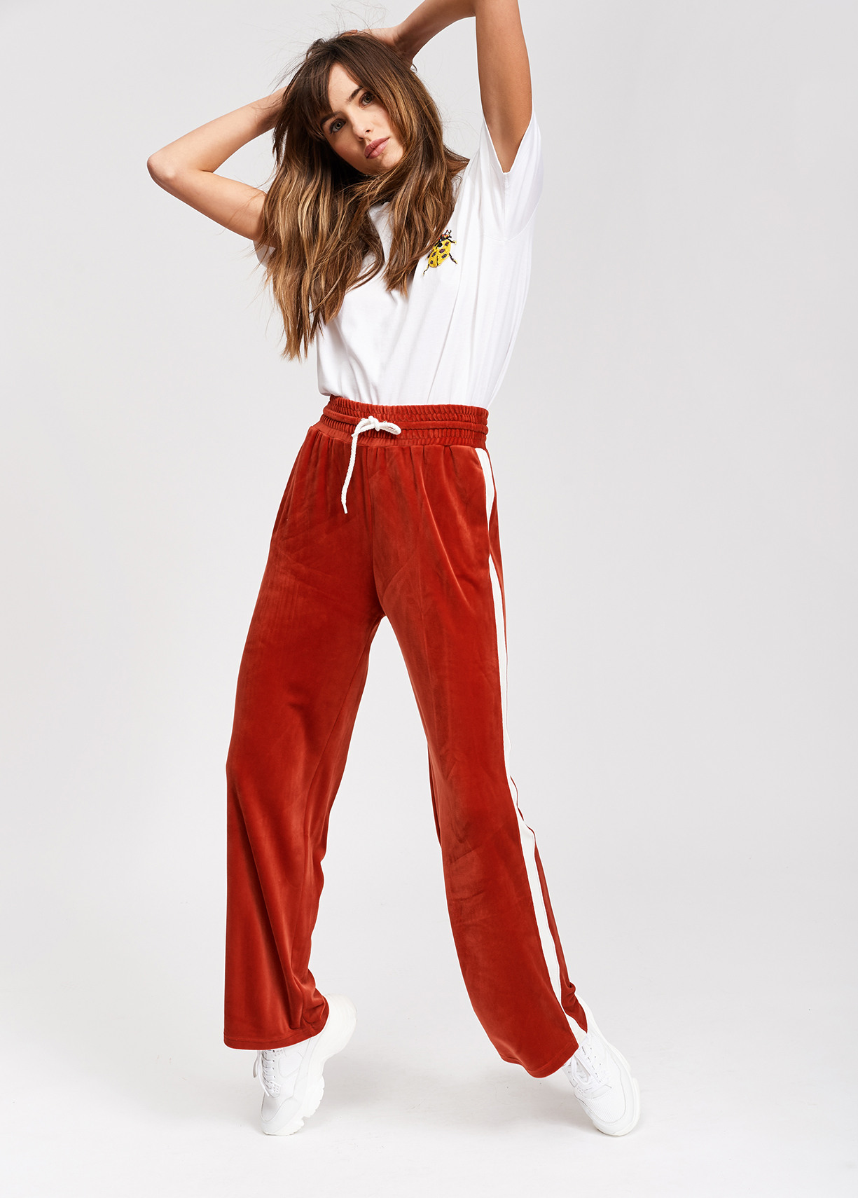 red velvet sweatpants