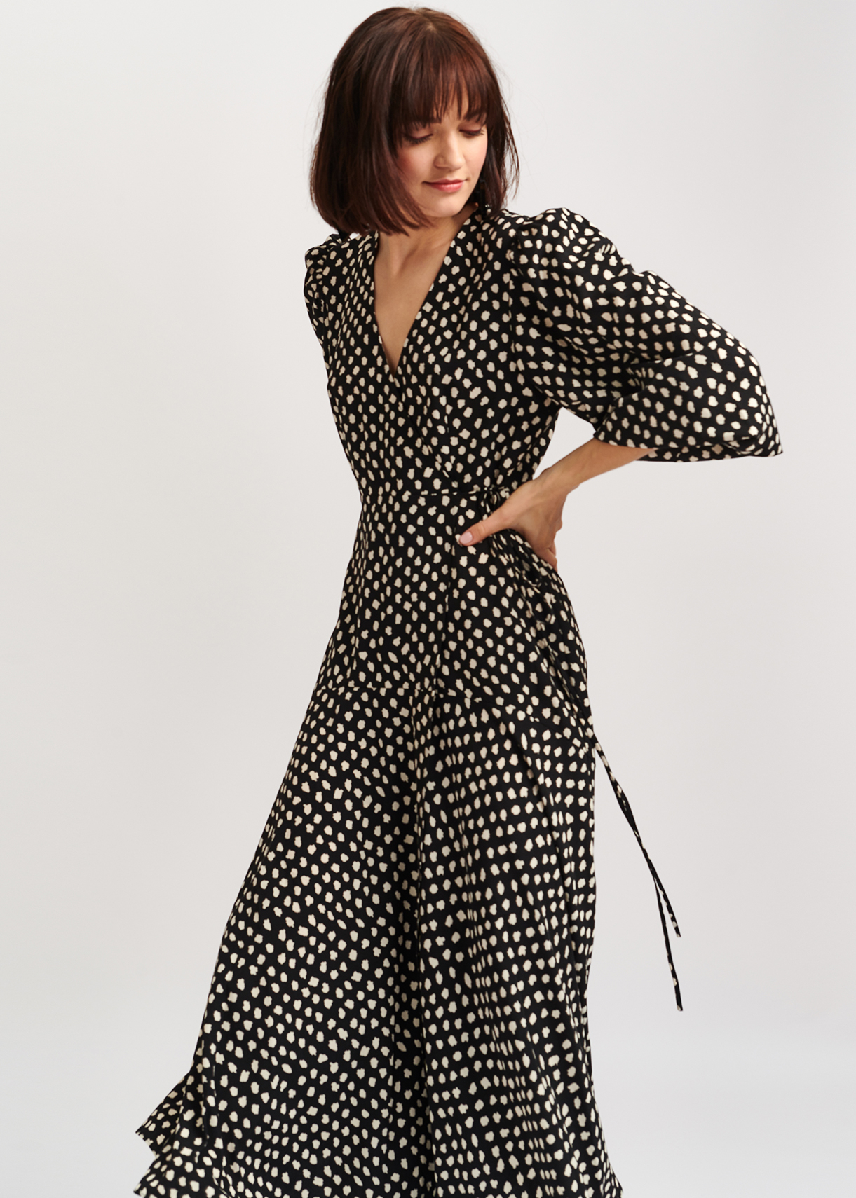polka dot wrap maxi dress