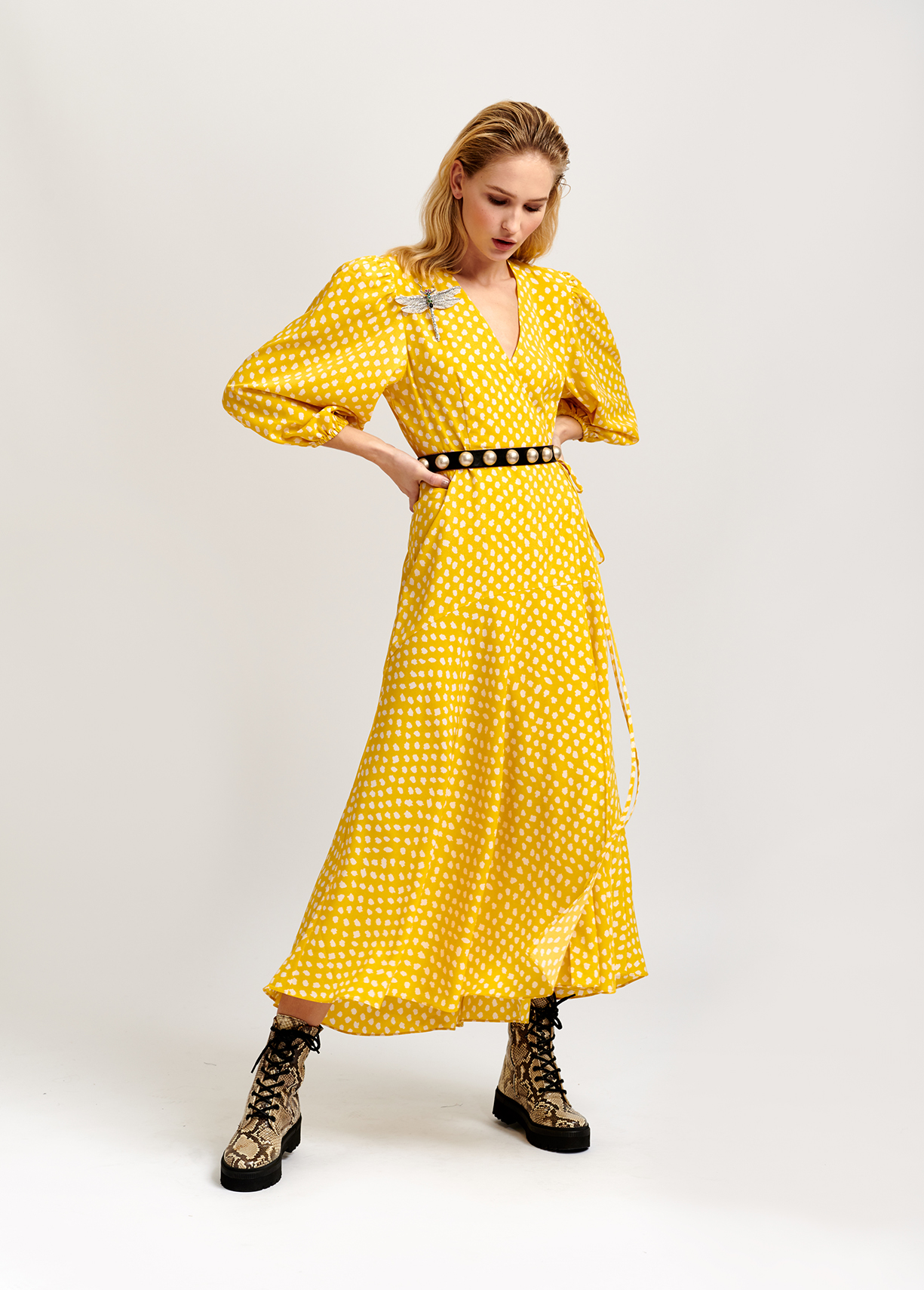 polka dot wrap maxi dress